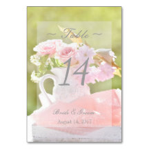 Fresh Spring Flower Bouquet Wedding Table Number