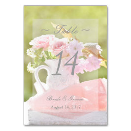 Fresh Spring Flower Bouquet Wedding Table Number Kaart