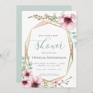 Fresh Spring Flowers and Foliage Baby shower Kaart