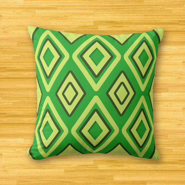 Fresh spring green modern diamond pattern kussen (Creator heeft geüpload)