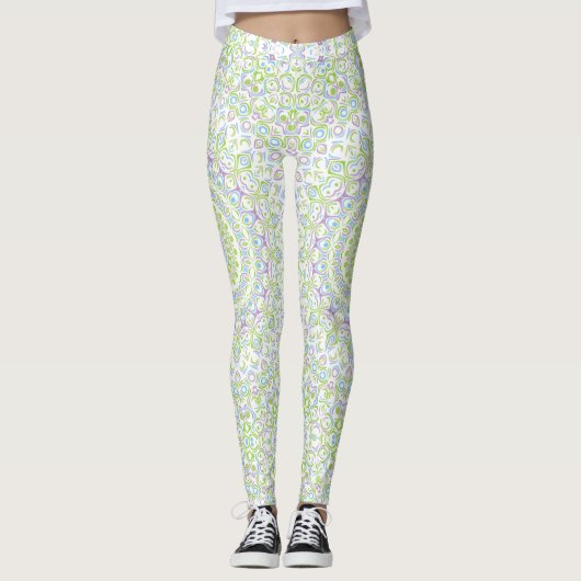 Fresh Spring Mandala in Green, Blue, and Lavender Leggings (Voorkant)