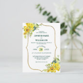 Fresh Spring Yellow Floral Golden Bouquet Wedding Briefkaart (Staand voorkant)