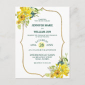 Fresh Spring Yellow Floral Golden Bouquet Wedding Briefkaart (Voorkant)
