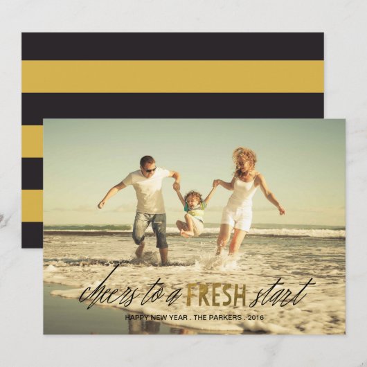 Fresh Start Happy New Year-fotokaart Feestdagenkaart (Voorkant / Achterkant)