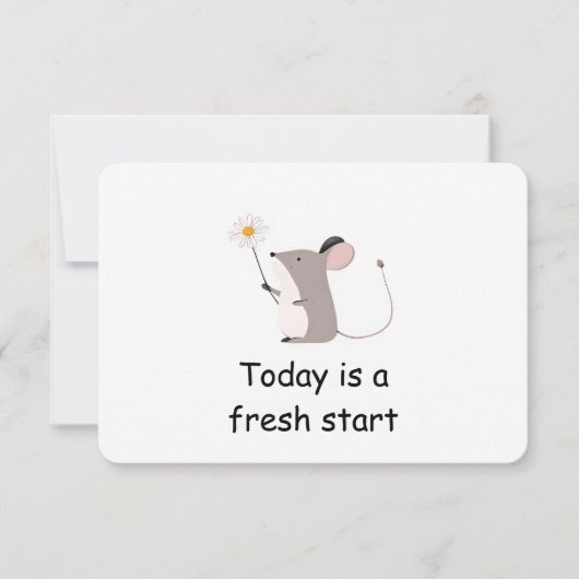 Fresh Start Mouse Woodland Animal Affirmation Kaar Kaart (Voorkant)