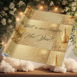 Fresh Start New Chapter Midnight Gold Champagne  Cadeaupapier