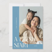 Fresh Start New Year Denim Blue Curved Frame Photo Feestdagenkaart (Voorkant)