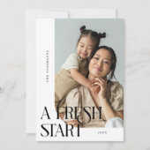 Fresh Start New Year White Curved Frame Photo Feestdagenkaart (Voorkant)
