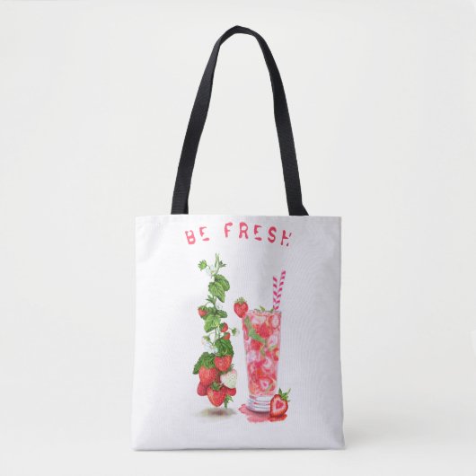 Fresh Strawberry Drink Canvas tas - aangepaste tek (Voorkant)