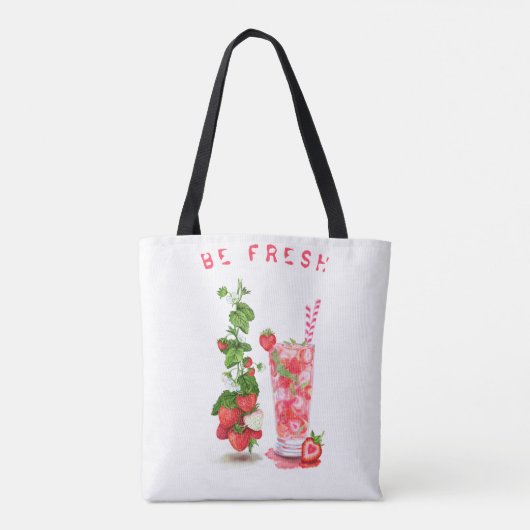 Fresh Strawberry Drink Canvas tas - aangepaste tek (Achterkant)
