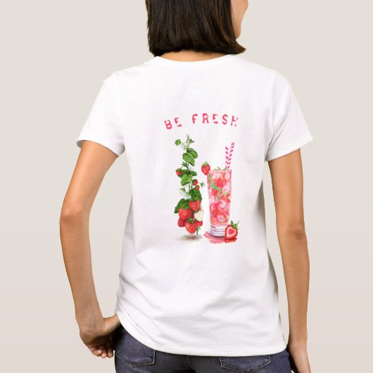Fresh Strawberry Drink Funny T-shirt - Aangepaste  (Achterkant)