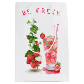 Fresh Strawberry Drink Gift Bag - Aangepaste tekst Medium Cadeauzakje (Voorkant)