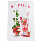 Fresh Strawberry Drink Gift Bag - Aangepaste tekst Medium Cadeauzakje (Achterkant)