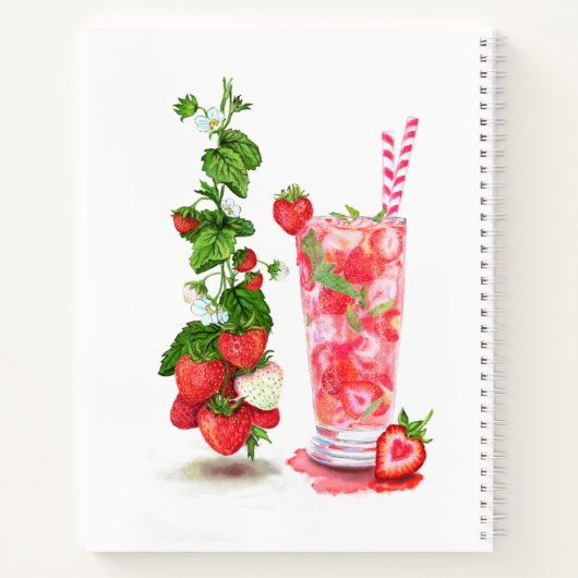Fresh Strawberry Drink Notitieboek - Aangepaste te (Achterkant)