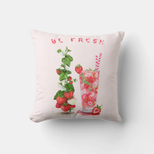 Fresh Strawberry Drink Pillow - aangepaste tekst Kussen