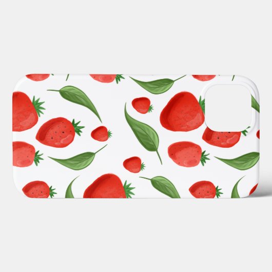 Fresh Strawberry Leaf Pattern iPhone Case (Achterkant (horizontaal))