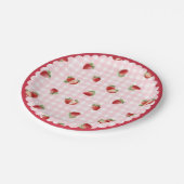 Fresh Strawberry with Pink Gingham Pattern Papieren Bordje (Gekanteld)