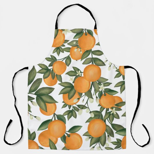 Fresh Summer Botanical Citrus Oranje Tangerine Schort (Voorkant)