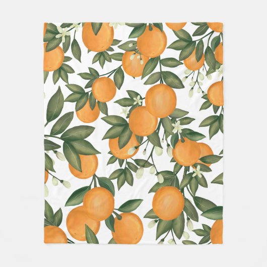 Fresh Summer Citrus Sinaasappels Greenery Fleece Deken (Voorkant)