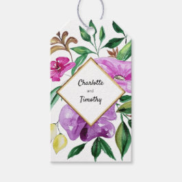Fresh Summer Floral Waterverf Monogrammed Cadeaulabel