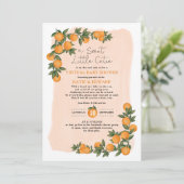Fresh Summer Oranje Citrus Virtual Baby shower Kaart (Staand voorkant)