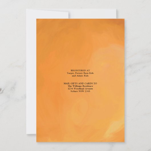 Fresh Summer Oranje Citrus Virtual Baby shower Kaart (Achterkant)