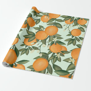 Fresh Summer Sinaasappels Botanical Citrus Greener Cadeaupapier