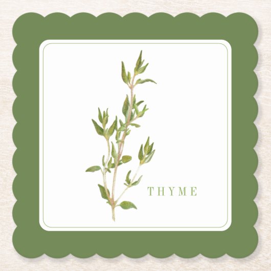 FRESH THYME Scalloped Square Onderzetter (+tekst)  (Voorkant)