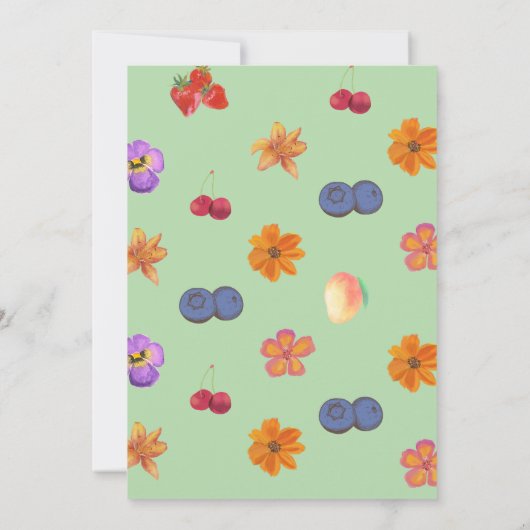 Fresh to the Market Eerste Verjaardag Thema – Bloe Kaart (Achterkant)