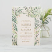 Fresh Tropical Destination Elegant QR Code Wedding Kaart (Staand voorkant)