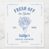 Fresh van de markt blauwe bruidsdouche wijn etiket (Enkel label)