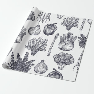 Fresh vegetables seamless pattern. Broccoli, carro Cadeaupapier