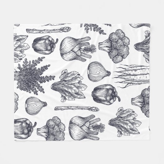 Fresh vegetables seamless pattern. Broccoli Fleece Deken (Voorkant (Horizontaal))