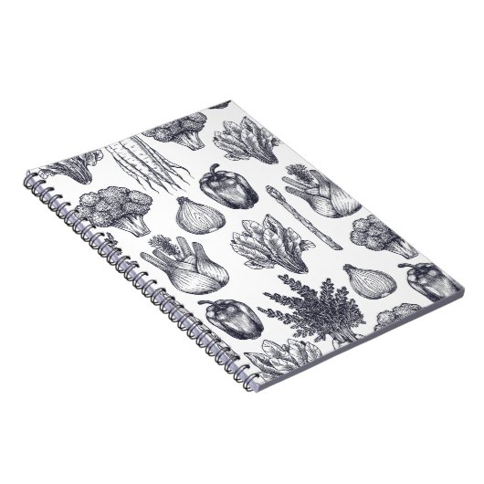 Fresh vegetables seamless pattern. Broccoli Notitieboek (Rechterzijde)