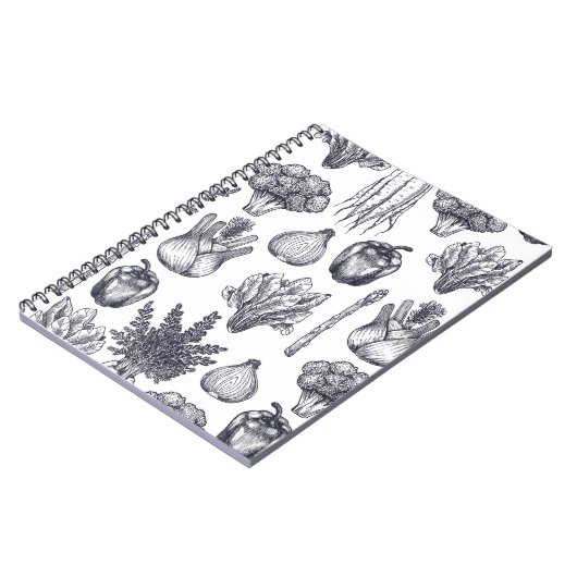 Fresh vegetables seamless pattern. Broccoli Notitieboek (Linkerzijde)