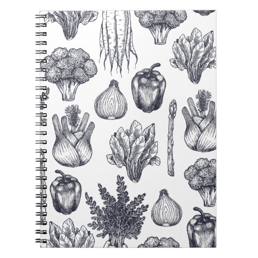 Fresh vegetables seamless pattern. Broccoli Notitieboek (Voorkant)