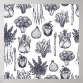 Fresh vegetables seamless pattern. Broccoli Poster (Voorkant)
