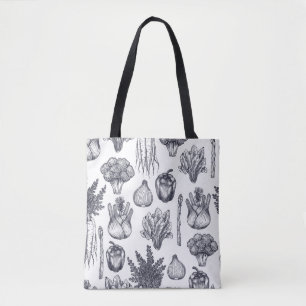 Fresh vegetables seamless pattern. Broccoli Tote Bag