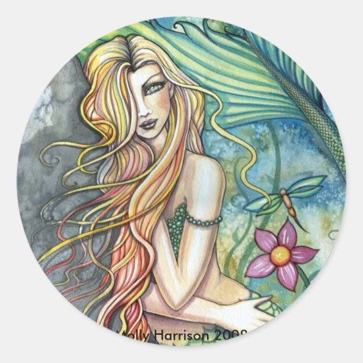 Fresh Water Zeemeermin Sticker van Molly Harrison (Voorkant)