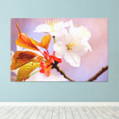Fresh White Cherry Blossom Cute Sakura Beauties Canvas Afdruk (Insitu (Houten vloer))