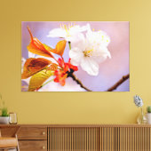 Fresh White Cherry Blossom Cute Sakura Beauties Canvas Afdruk (Insitu (Woonkamer))