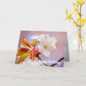 Fresh White Cherry Blossom Cute Sakura Beauties Kaart (Gele Bloem)