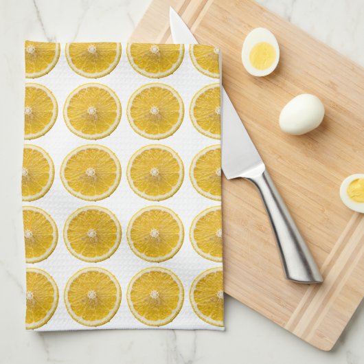 Fresh Yellow Lemon Slice Citrus Pattern Kitchen Theedoek (Quarter Fold)
