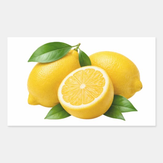 Fresh Yellow Lemons with Green Leaves Sticker (Voorkant)