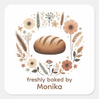 Freshly Baked By Custom Bakery Label | Bread