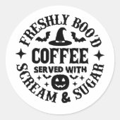 Freshly Boo’d Coffee Served with Scream & Sugar Ronde Sticker (Voorkant)