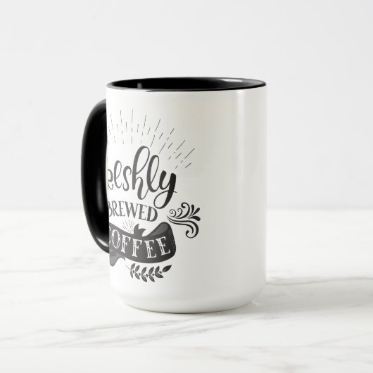 Freshly Brewed Coffee Personalized Mok (Voorkant links)