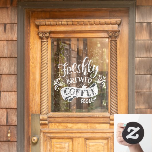 Freshly Brewed Coffee Window Cling Raamsticker (Huis Deur)