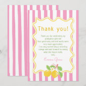 Freshly Graduated Lemon Pink Stripes Graduation Bedankkaart (Voorkant / Achterkant)