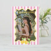 Freshly Graduated Lemon Pink Stripes Graduation Bedankkaart (Staand voorkant)